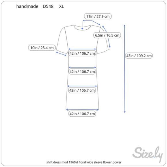 shift dress mod 1960's floral wide sleeve flower power - Picture 2 of 7